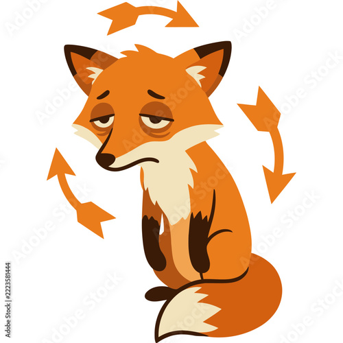 Funny Tired and Annoyed Fox Animal Character