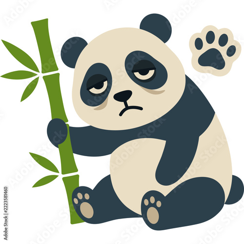 Funny Tired and Annoyed Panda Animal Character