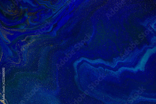Abstract Original Handdrawn Blue Artwork Liquid Inks Illustration