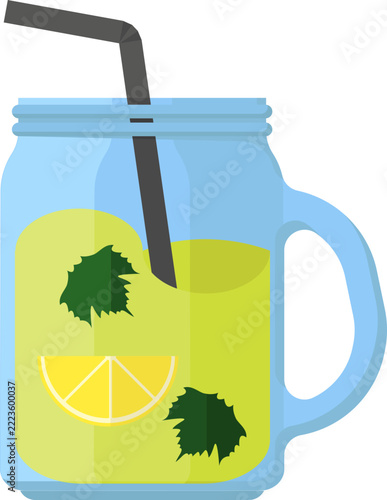 Illustrated Citrus Drink In Mason Jar
