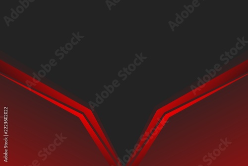 Red and black futuristic border design template. Simple elegant gaming background with metallic texture and light effect