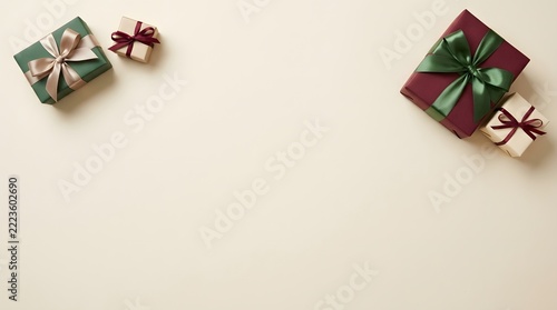 A beautifully arranged selection of festive christmas gift boxes perfect for the holiday season and spreading joy to loved ones