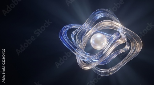 Abstract Liquid Glass Sound Waves with a Luminous Pearl Sphere