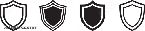 Set of black security shield icons and symbols vector illustration