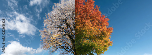 transition from autumn to winter, AI generated