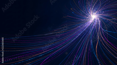 Fiber Optic Data Flow with Glowing Particles Technology Background