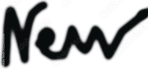 New word typography with black halftone dot texture for modern retail