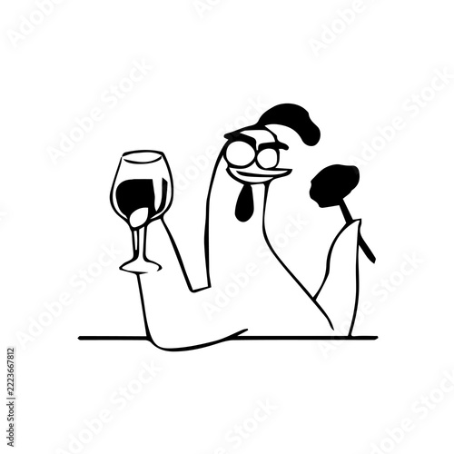 Minimalist Illustration of Two People Enjoying Wine Together