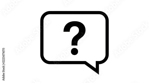 Black question mark inside speech bubble icon isolated on transparent