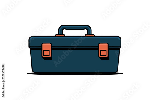 Blue toolbox with orange latches vector icon
