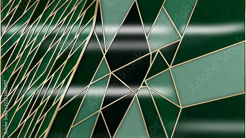 Geometric abstract design with green and black colors
