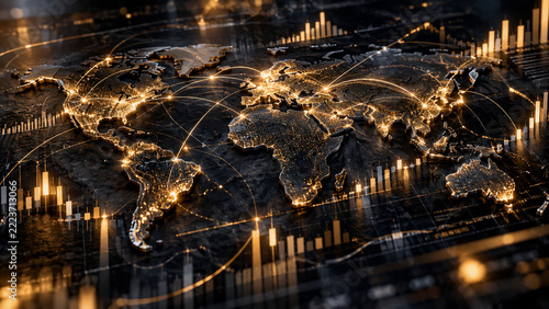 Map and Stock Market Charts