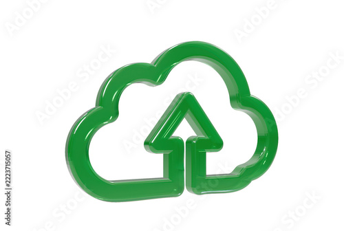 Green cloud upload icon symbol for computer technology and web interface