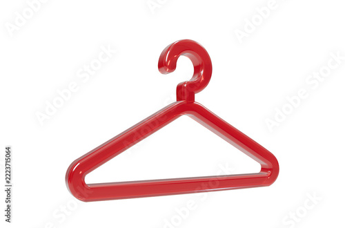 A single red plastic clothes hanger for fashion or laundry storage