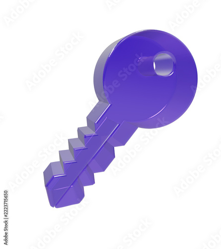 A single purple 3D key icon representing access and digital security