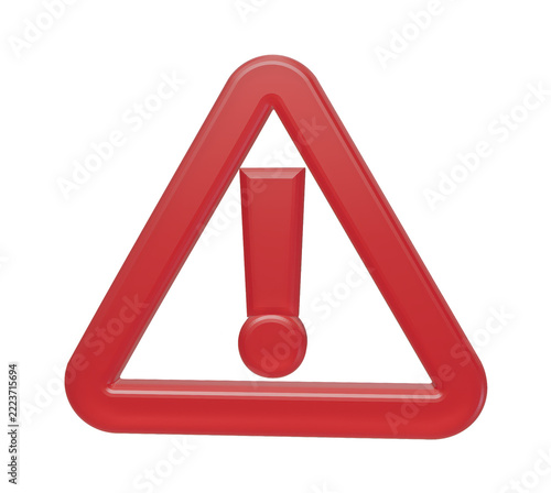Red warning triangle sign with an exclamation mark icon illustration