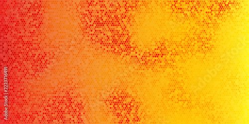 Vibrant red and yellow gradient fluid with fine geometric hexagon mosaic pattern abstract vector background eps10