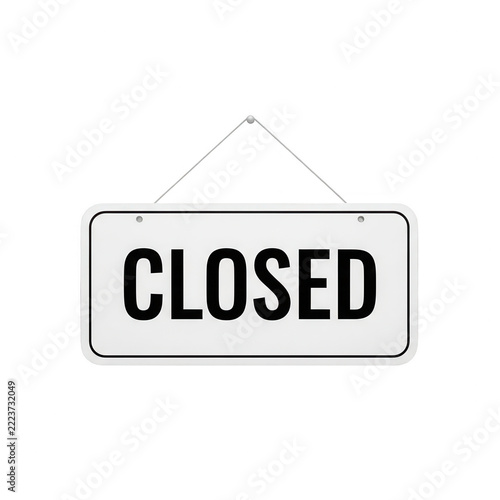 Closed sign hanging on a string