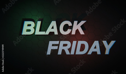 Black Friday Sale Typography on Futuristic Hexagon Technology Background