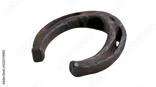 Obraz na plátně Isolated old rustic metal horseshoe, weathered and rusty, a traditional good luc