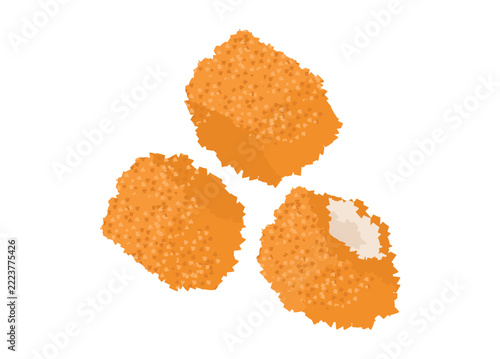 Crispy fried tofu. Simple flat illustration.