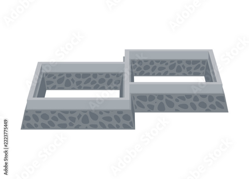 House building foundation. Simple flat illustration in perspective view.