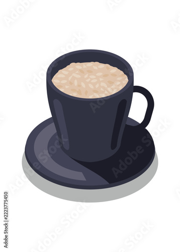 Cereal drink in a cup. Simple flat illustration.