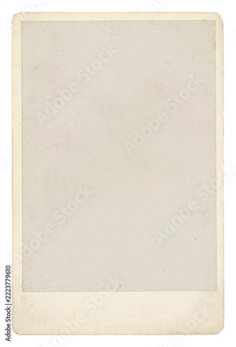 Old photo paper frame with  distressed center isolated on transparent background. Scanned material for retro photo frames and templates