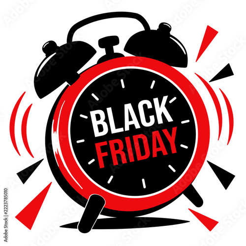 Black Friday Alarm Clock Sale Countdown Vector Illustration