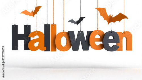 Halloween hanging banner with cute spider illustration