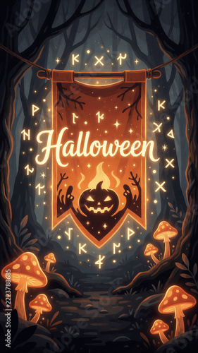 Creative surreal Halloween hanging letters with vines vector