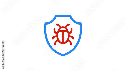 Animated Malware Alert Shield Cybersecurity Icon on Transparent Background
