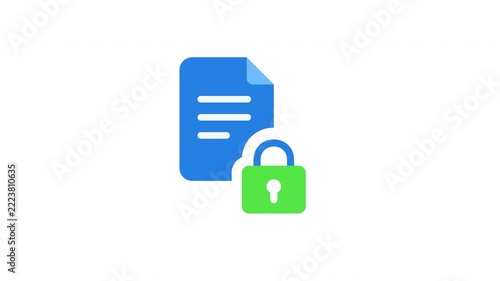 Animated Document Padlock Secure File Icon on Transparent Background