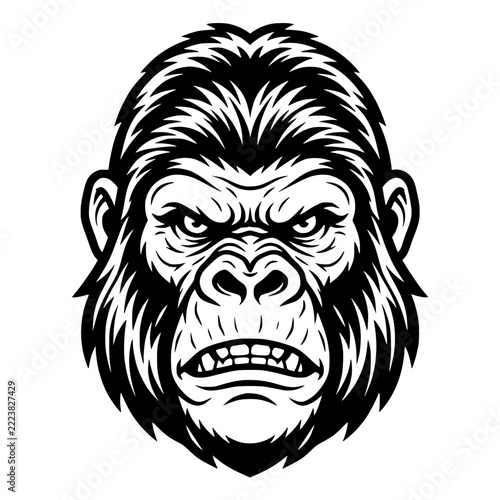 Canvas Print Fierce Gorilla Head Emblem Mascot Illustration