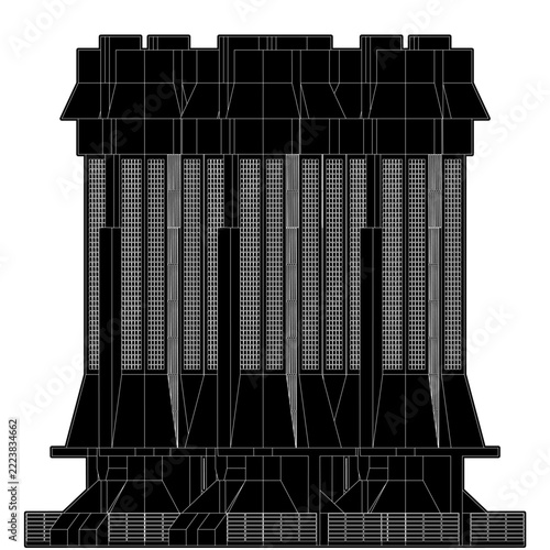 Urban City Of Skyscrapers Panorama Vector. Megalopolis City Landscape View. Illustration Of Construction Isolated On a White Background.