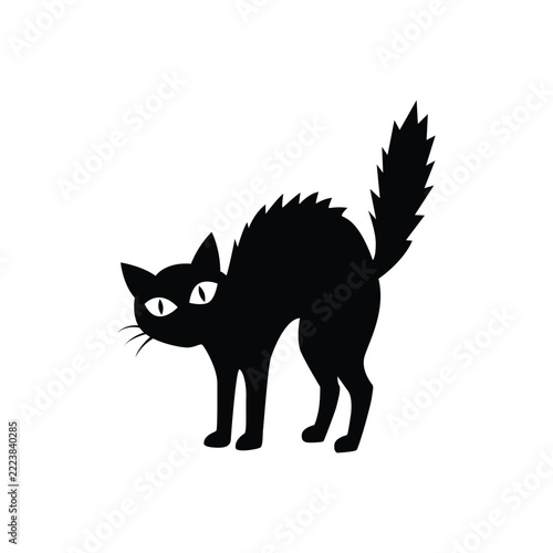 Black cat silhouette with arched back vector design concept idea