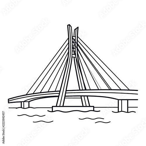 Lekki Ikoyi Link Bridge Lagos Outline Illustration