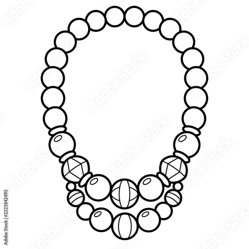 Traditional Necklace Black Outline Jewelry Illustration