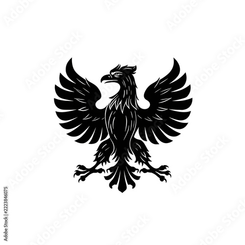 Heraldic eagle silhouette isolated on white