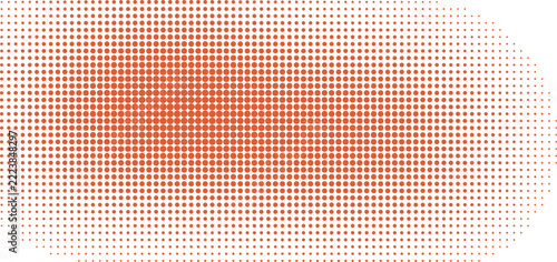 Abstract orange halftone pattern with circular gradient dots on white background