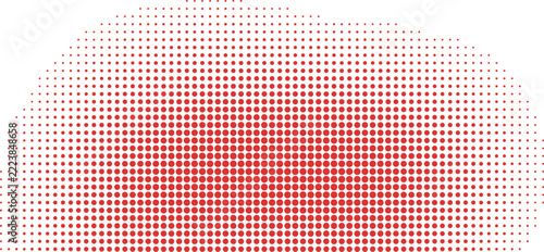 Abstract red halftone dot pattern element with a transparent background