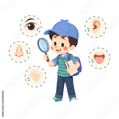 Child Learning About Human Five Senses