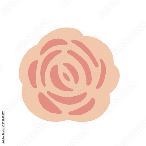 Cute Peach Pink Rose Flower Illustration Simple Floral Botanical Decorative Element