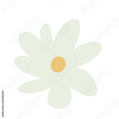 Simple Cream Daisy Flower Illustration With Yellow Center Minimal Pastel Design