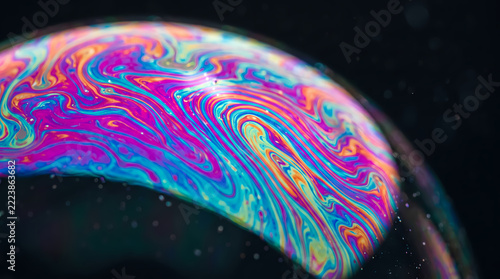 Macro soap bubble abstract iridescent sphere background pattern