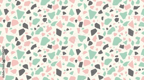Seamless Terrazzo Pattern with Colorful Stone Fragments.
