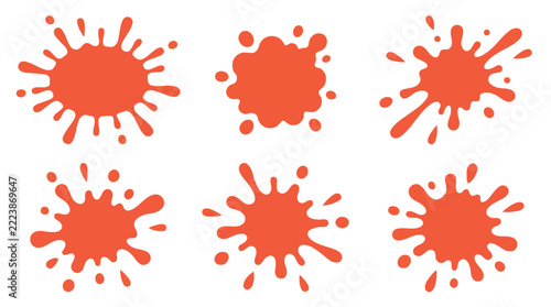 Set of orange paint or blood splashes