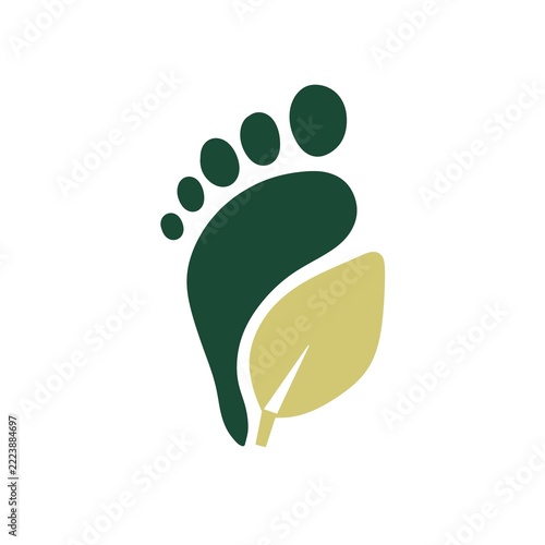 Carbon Footprint Icon with Footprint and Leaf