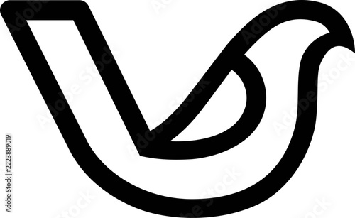 The vector is a monogram of the letter V and bird. Elegant, unique and outline.