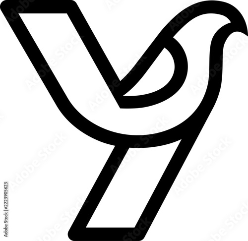 The vector is a monogram of the letter Y and bird. Elegant, unique and outline.